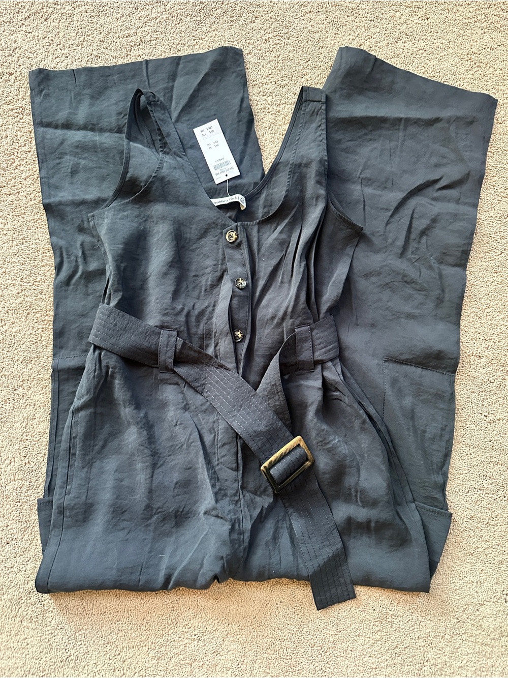 Lightweight Belted Jumpsuit - Black